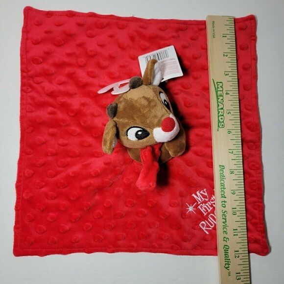 Rudolph Red Nosed Reindeer Lovey Security Blanket MY FIRST RUDOLPH 12x12 NWT - Picture 8 of 11